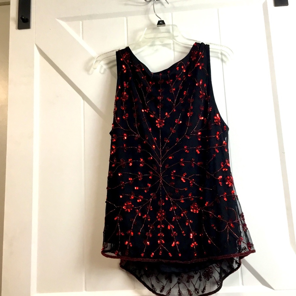 Red polyester dressy holidays shirt